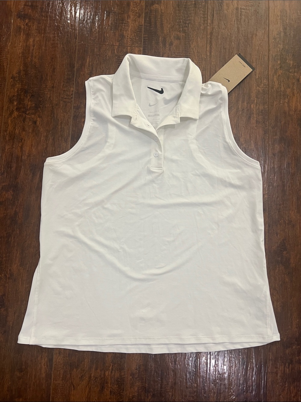 Nike Women's Dri-Fit White Sleeveless Polo Tank Top Golf Large